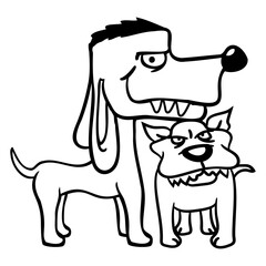 2 Bad Dogs Dangerous Team Two Friends Bro Crew Fun Design Lover Art Vector Illustration Card T-Shirt Poster Sticker Graphic Print Decorative Drawing Isolated Logo Decoration Symbol Creative Cool Style