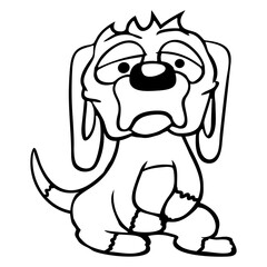 Dog Looks Unhappy Sad Shy Scared Bored Face Funny Design Lover Art Vector Illustration Card T-Shirt Poster Sticker Graphic Print Decorative Drawing Isolated Logo Decoration Symbol Creative Cool Style
