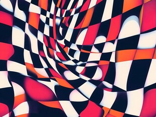 Fototapeta premium Checkerboard pattern with distorted shapes, alternating bright and dark tones