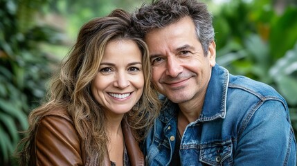 Fototapeta premium Loving Mature Couple Holding Hands and Walking Through Scenic Park Together