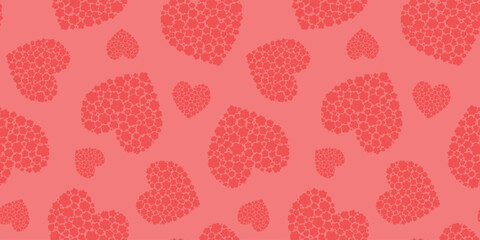 Seamless pattern with abstract silhouettes of hearts made of flowers. Delicate simple print for Valentine's Day. Vector graphics.