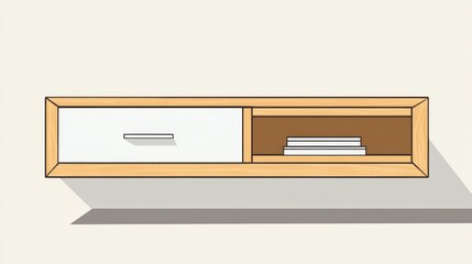Modern wall-mounted cabinet with drawer and shelf.