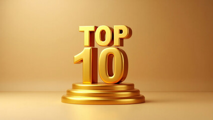 3d metallic gold top 10 trophy illustration