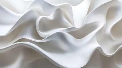 Obraz premium Conceptual and abstract white wavy and curvy shapes; futuristic and concept shapes formed with 3D organic white shapes; futuristic and seamless shapes and form in white color; smooth curves and waves