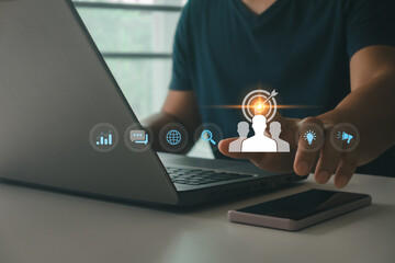 Digital marketing plan and strategies to target customer. Customer behavior analysis concept....