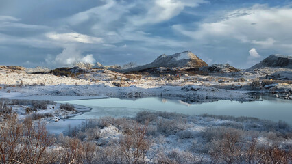 Snow covered mountains in winter