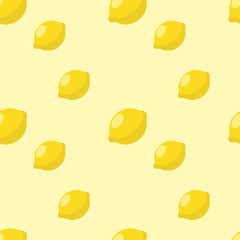 Background with lemons. Juicy yellow lemons. Vector lemons. Fresh fruit. Citrus. Textile sample. Sliced lemon. Seamless pattern with lemons.