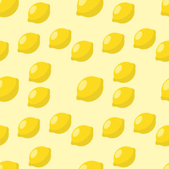 Background with lemons. Juicy yellow lemons. Vector lemons. Fresh fruit. Citrus. Textile sample. Sliced lemon. Seamless pattern with lemons.