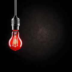 red light bulb on a black background