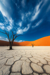 Vivid Contrasts: Orange Dunes and Blue Skies in Namibia's Timeless Desert