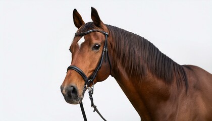 Obraz premium portrait of a bay horse on a white heritage