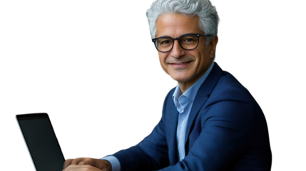 Mature Entrepreneur Portrait Transparent Business Background