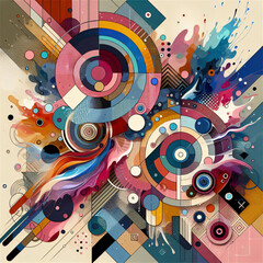 Fototapeta premium Modern abstract art, with a lot of swirls and patterns, including a lot of watercolor features