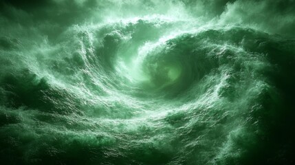 Fototapeta premium Green Whirlwind with Dramatic Light Effects. Generative AI