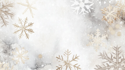 Snowflakes on a wintery white background
