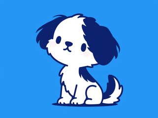 Fototapeta premium Simple White Icon of an Adorable Dog on Vibrant Blue Background