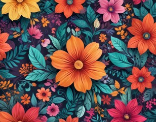 Brightly colored vector graphics on a floral patterned background for business cards,  bold,  illustration