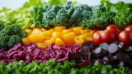 Vibrant Vegetable Arrangement on White Background. Generative AI