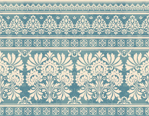 floral pattern with paisley and indian flower motifs. damask style pattern for textile and decoration Traditional Scribble Style Hand Drawn Ikat Seamless Vector Pattern Trendy Fashion Colors Perfect