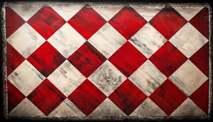 Fototapeta premium a vintage worn checkerboard pattern in red black and white