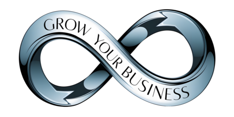 Metallic Infinity Symbol with "Grow Your Business" Text