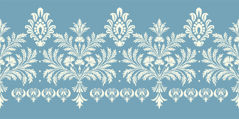 floral pattern with paisley and indian flower motifs. damask style pattern for textile and decoration Traditional Scribble Style Hand Drawn Ikat Seamless Vector Pattern Trendy Fashion Colors Perfect © Thitichot