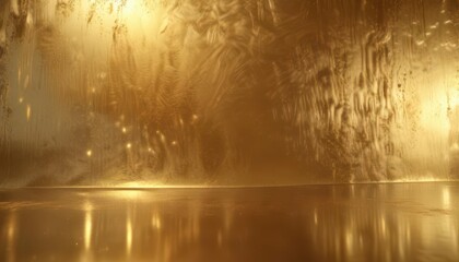 Dazzling light effects on a gold foil backdrop with subtle reflections and metallic textures,  metallic texture,  radiant