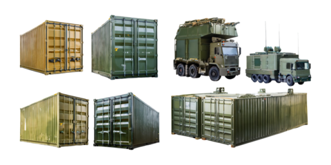 Military Cargo Containers and Vehicles for Transport Operations