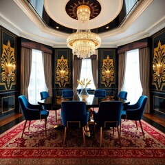Dining room interior design. Luxury style dining room interior design.