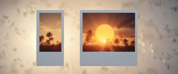 Vector illustration of a sun with polaroid film around it,  polaroid, vector