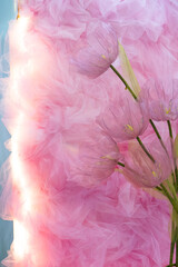 Decorative background made of pink tulle with backlighting