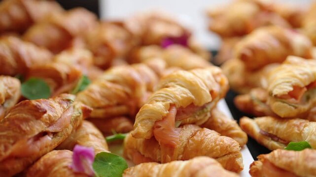 puff pastry croissants with salmon