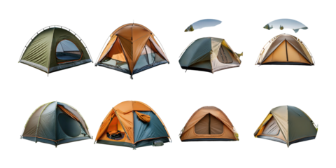 Variety of Camping Tents in Different Styles and Colors