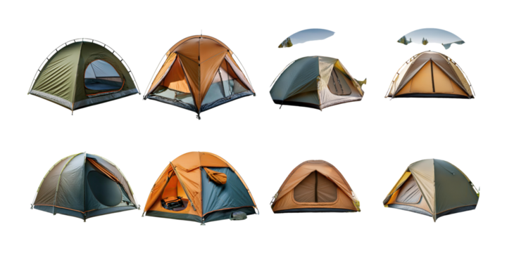 Variety of Camping Tents in Different Styles and Colors