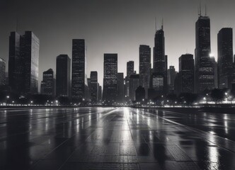 Fototapeta premium High-contrast halftone raster print of a cityscape at dusk, cityscape, high contrast