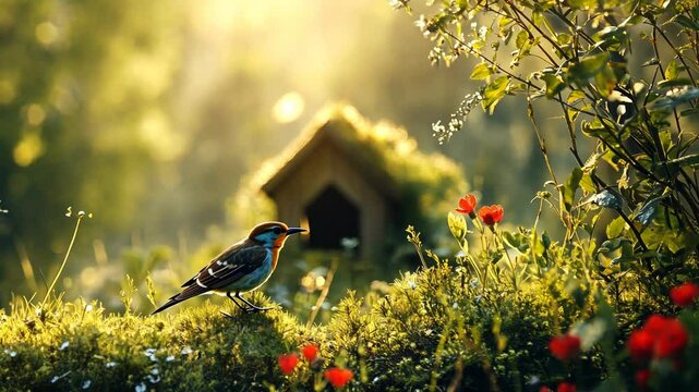 bird on a grass 