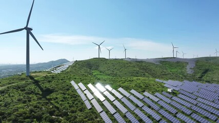 solar and wind power station on mountain - Powered by Adobe