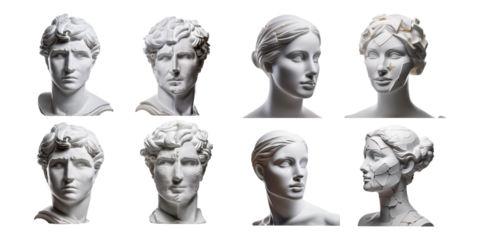 Classical Sculpture Collage of Male and Female Portraits in Relief