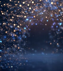 Fototapeta premium Sparkling glitter bokeh with dark blue frame and soft focus light , dreamy scene, bokeh effect