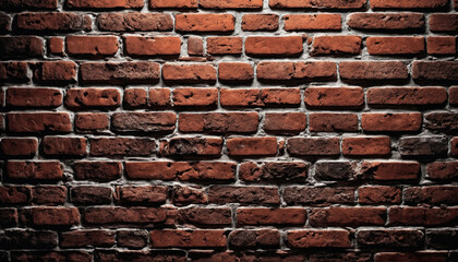 Obraz premium Old red brick wall with varied textures and colors showcasing historical craftsmanship and industrial charm indoors