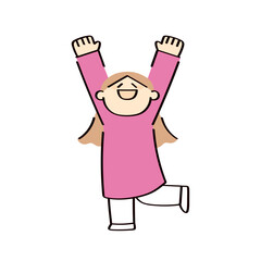 万歳して喜ぶ女性のイラスト