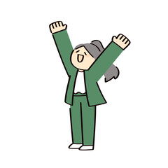 万歳して喜ぶ女性のイラスト