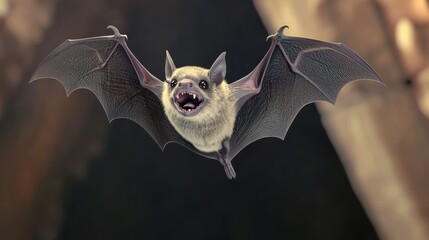 Obraz premium A detailed illustration of a bat in flight, showcasing its wings.
