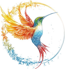 Obraz premium hummingbird and flower, avatar, icon, illustration, isolated, transparent, png, background, 