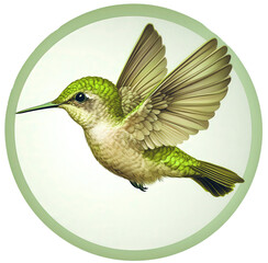 Obraz premium hummingbird in flight, avatar icon illustration, isolated, transparent, png, background