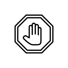 Stop icon vector. stop road sign. hand stop sign and symbol. Do not enter stop red sign with hand