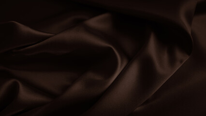 Black dark chocolate brown background. Silk satin fabric. Luxury elegant beauty premium rich. Shiny glitter shimmer silky. Drapery fold crease. Christmas birthday Valentine romance festival.