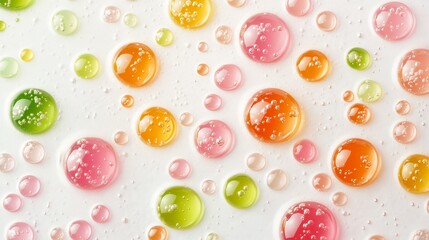 Colorful Droplets on White Background: A Delightful Macro Photography