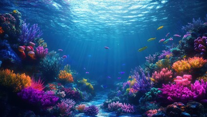 Obraz premium Vibrant Underwater Coral Reef Scene