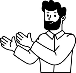 Doodle Boy Character Of Clapping Hands